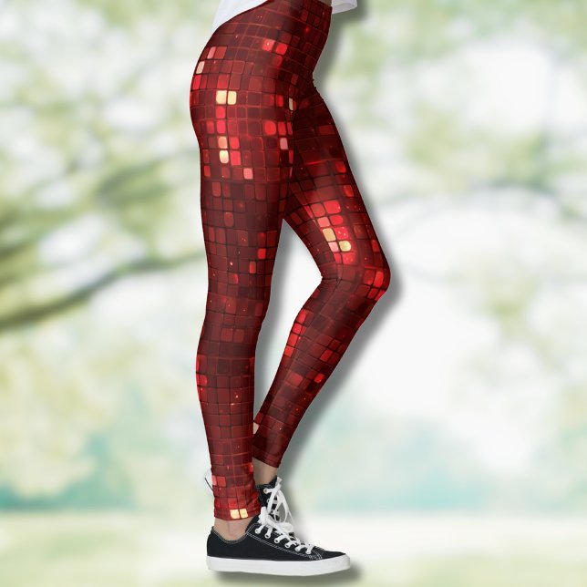 Red Disco Style Squares Valentine Pattern Leggings (Creator Uploaded)