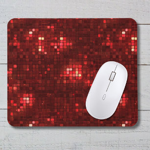 Red Disco Style Squares Valentine Pattern Mouse Pad