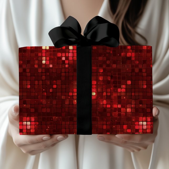 Red Disco Style Squares Valentine Pattern Wrapping Paper (Creator Uploaded)