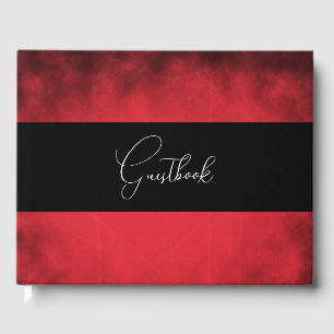 Red Distressed Grunge Wedding Guest Book