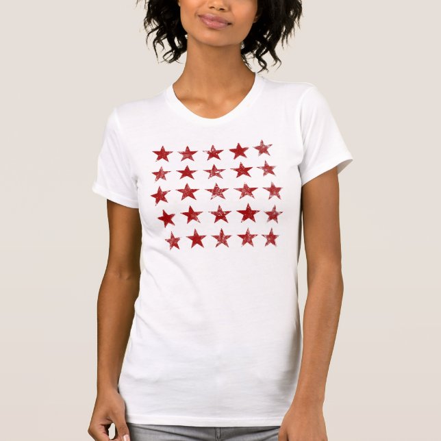 Red Distressed Stars T-Shirt (Front)