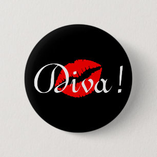 Red Diva Kiss 6 Cm Round Badge