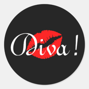 Red Diva Kiss Classic Round Sticker