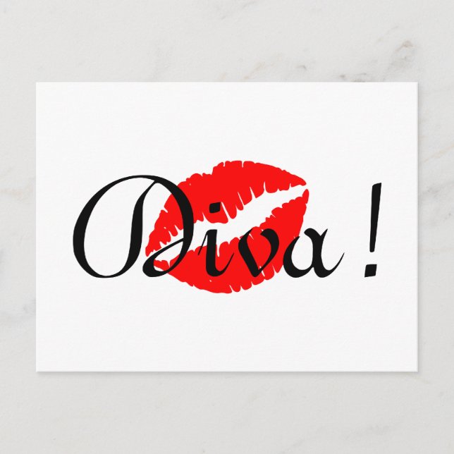 Red Diva Kiss Postcard (Front)