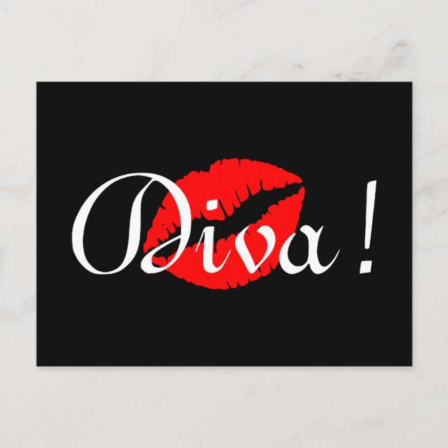 Red Diva Kiss Postcard (Front)