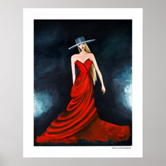 Red Diva Poster Fashion Illustration 20 x 16 Print