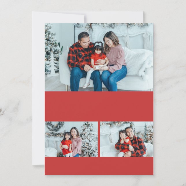 Red DIY 5x7 3 Photo Collage Template (Front)