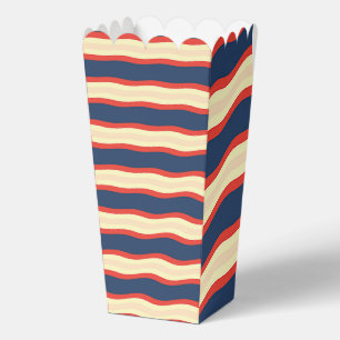 Red Dk Blue Creme Wavy   Favour Box