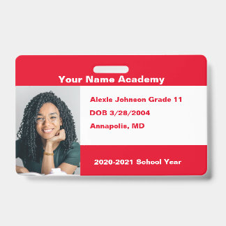 Red Do It Yourself Custom Homeschool Photo ID Badge