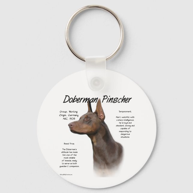 Red Doberman History  Key Ring (Front)