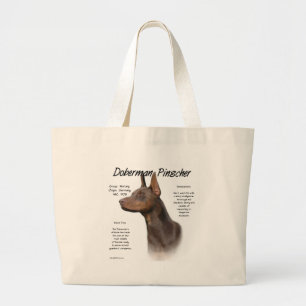 Red Doberman History  Large Tote Bag