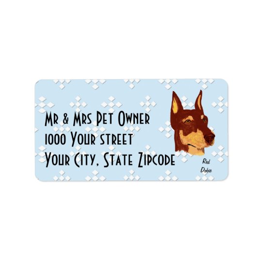 Red Doberman Pinscher Address Label