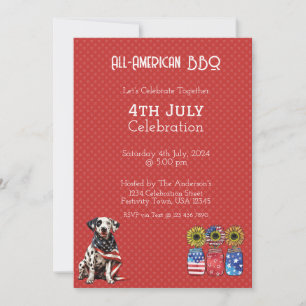 Red Dog 4th July Invitation Card