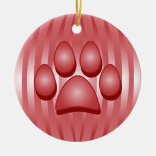 Red Dog Bone and Paw Christmas Ornament