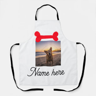 Red dog bone photo pet dog cat name simple gifts apron
