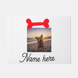 Red dog bone photo pet dog cat name simple gifts  doormat