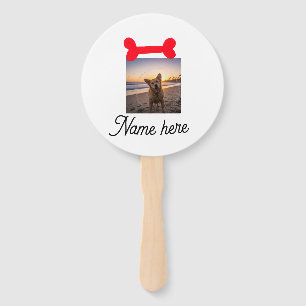Red dog bone photo pet dog cat name simple gifts hand fan