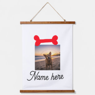 Red dog bone photo pet dog cat name simple gifts  hanging tapestry