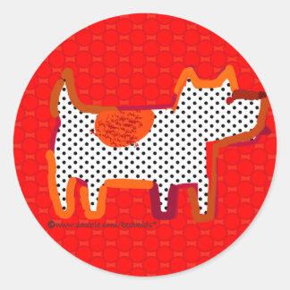 'red dog' digital painting sticker seal
