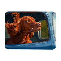 Red Dog Enjoying Scenic Car Ride Art Print