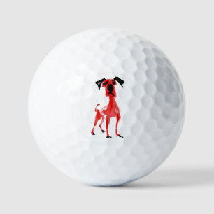 Red Dog Expressive Red & Black Dog Art Golf Ball