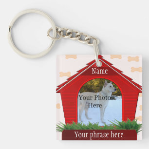 Red Dog House Dog Custom Memorial Key Ring
