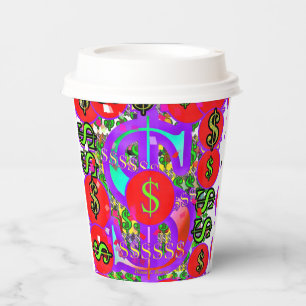 Red Dollar Signs Paper Cups