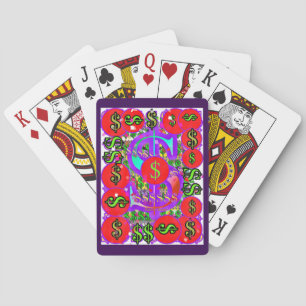 Red Dollars Signs Playing Cards