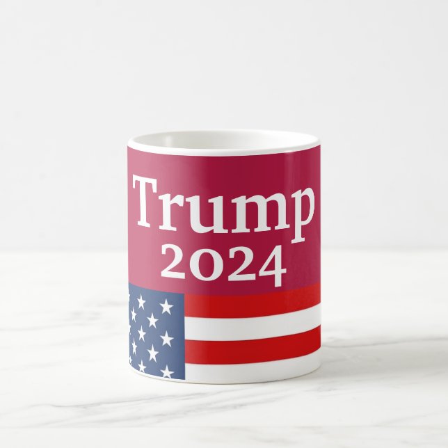 Red Donald Trump 2024 American Flag Coffee Mug (Center)