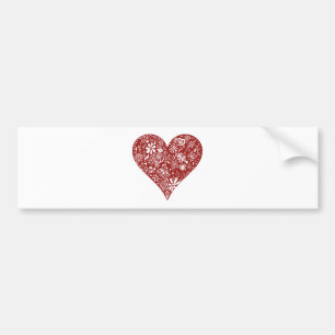 Red Doodle Heart Bumper Sticker
