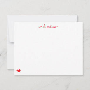 Red Doodle Heart Personalised Stationery Card
