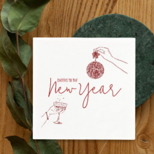 Red Doodle new years party  Napkin