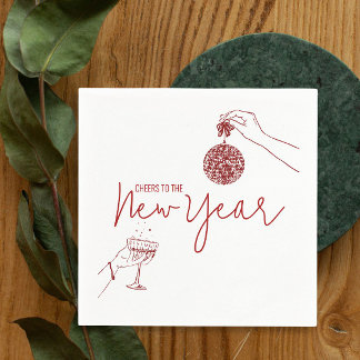Red Doodle new years party  Napkin