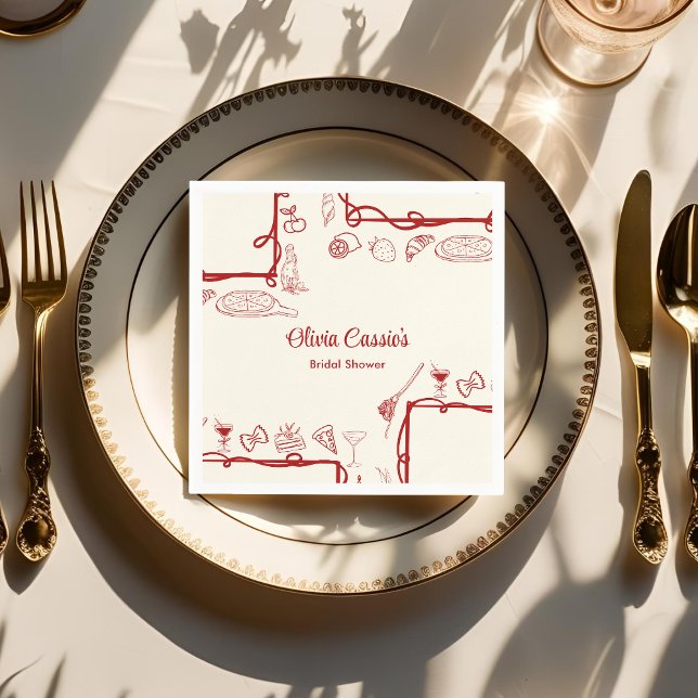 Red Doodle Thats Amore Italian Bridal Shower  Napkin (Creator Uploaded)