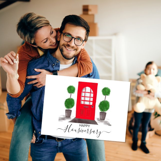 Red Door Happy Housiversary real estate agent Card (Creator Uploaded)