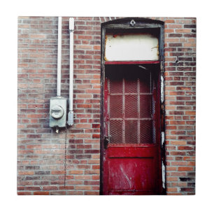 Red Door in a Back Alley Tile