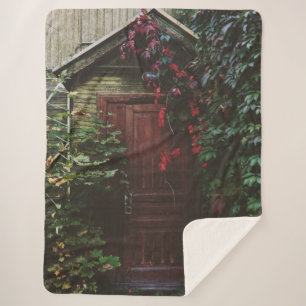 RED DOOR in the WOODS Sherpa Blanket
