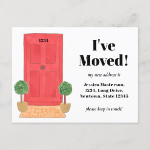 Red Door I've Moved Announcement Postcard