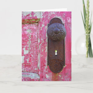 Red Door Keyhole Card