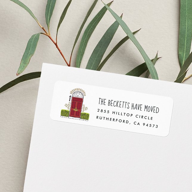 Red Door Moving Announcement Return Address Label (Creator Uploaded)