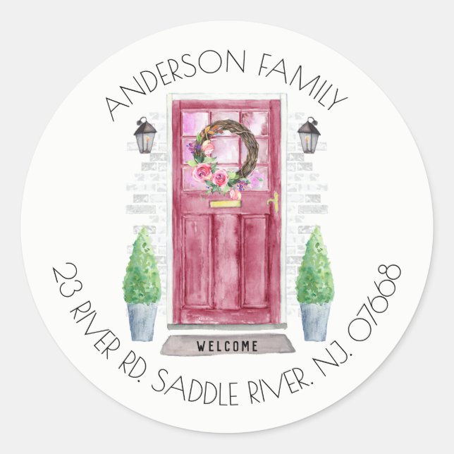 Red Door | New Home Address Label Sticker (Front)