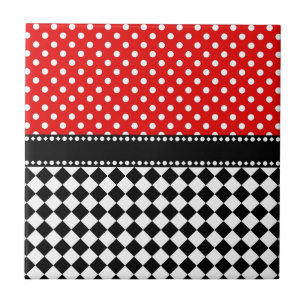 Red Dot Chequerboard Tile