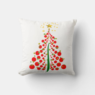 Red Dot Christmas Tree and Gold Star Cushion