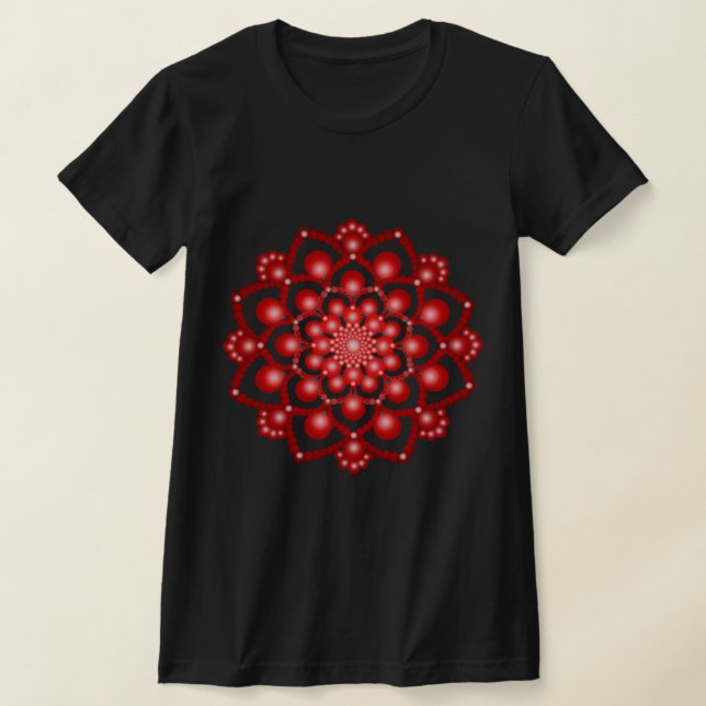 Red Dot Mandala Flower T-Shirt (Laydown)