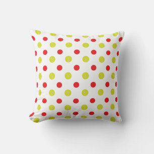 Red dots and green leaves pattern cushion
