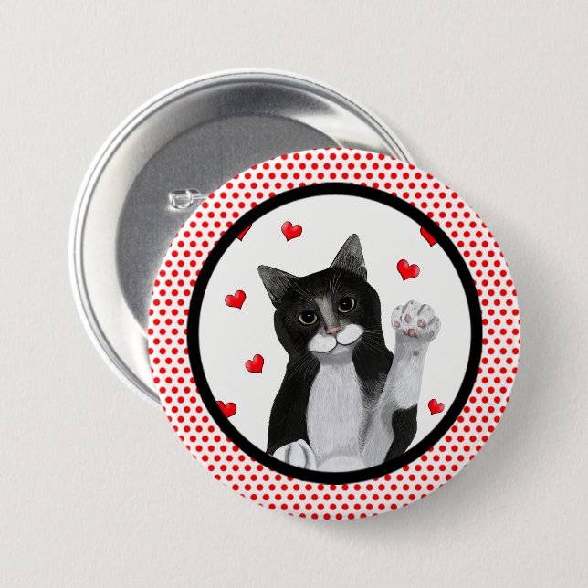 Red Dots Black Border 7.5 Cm Round Badge (Front & Back)