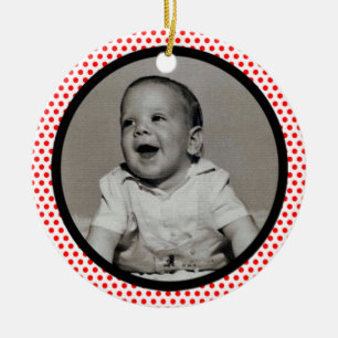 Red Dots Black Trim Ceramic Tree Decoration