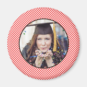 Red Dots Black Trim Photo Frame Magnet