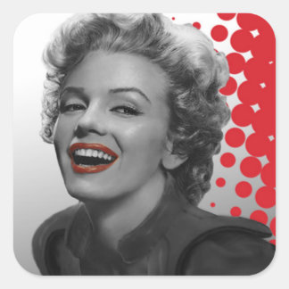 Red Dots Marilyn Square Sticker
