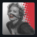 Red Dots Marilyn Square Wall Clock<br><div class="desc">CHRIS CONSANI | PRODUCED UNDER LICENSE FROM ARTIST,  PUBLISHED AND DISTRIBUTED BY JADEI GRAPHICS,  ALL RIGHTS RESERVED</div>